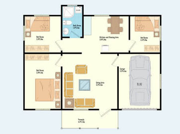 Máy Khung thép kết cấu 03/04 Phòng ngủ Homes Modular, Điện thoại di động Ánh sáng thép Villa